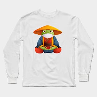 Toad Kung Fu Master in Kimono and Straw Hat Long Sleeve T-Shirt